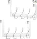 WLCSNG Over The Door Hooks Rustproof - 25lb Heavy Duty Over The Door Towel Rack, Door Hanger for Bathroom, Coat Rack Dorm Room Essentials (2Pack, White)
