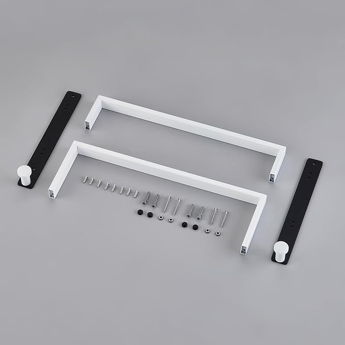 Bath Double Towel Bars with Hooks, 16 Inch Stainless Steel Towel Rail, Wall Mount Towel Rack for Bathroom Lavatory, White & Black
