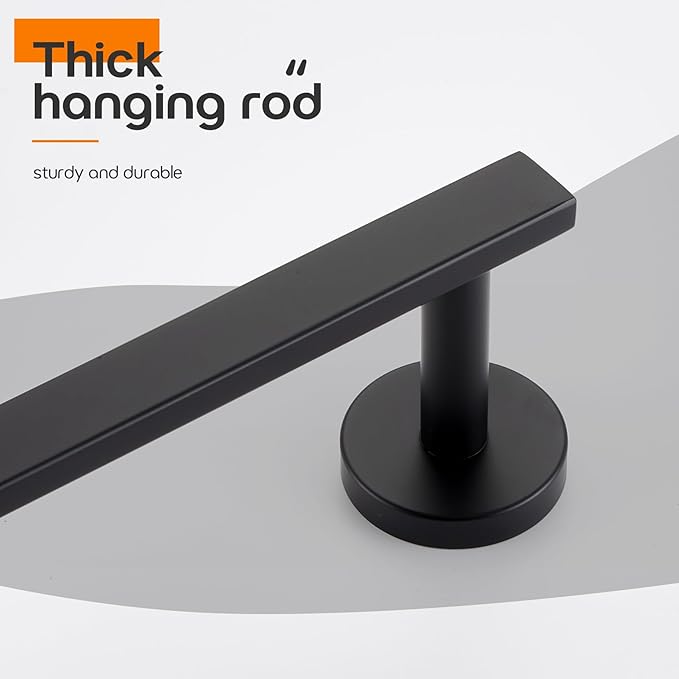 16 Inch Bathroom Towel Bar Bath Towel Rack Kitchen Towel Holder Towel Hanger Wall Mounted SUS304 Stainless Steel Matte Black AN4001MB-L16