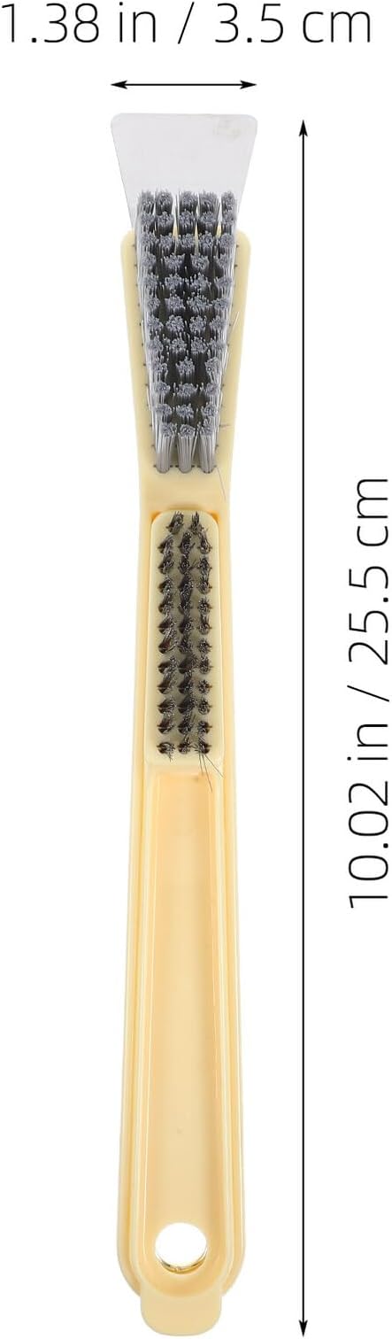 Steel Wire Crevice Cleaning Brush with Tough Bristles for Kitchen Stove Bathroom Tile Grout and Small Corner Dirt Removal Compact Yellow Design for Easy Use