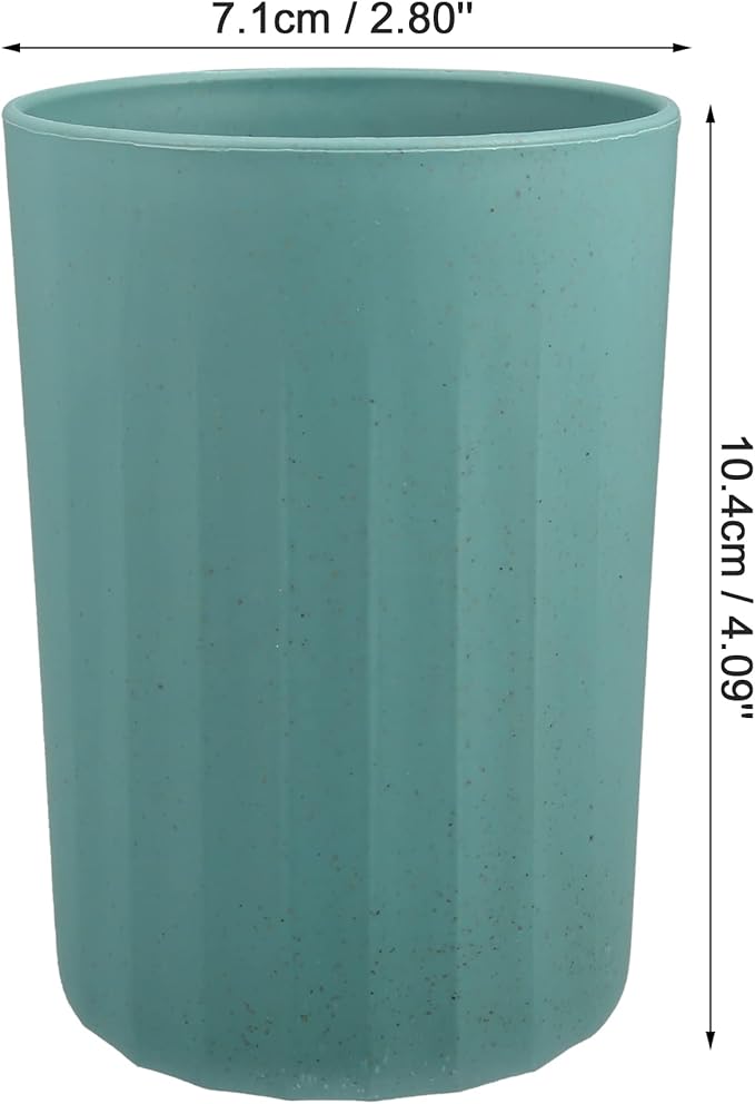 VOCOSTE 1Pc Bathroom Tumbler with Smooth Lines, Wheat Straw Cup, for Bathroom for Toothpaste Deep Green 4.09''x2.80''