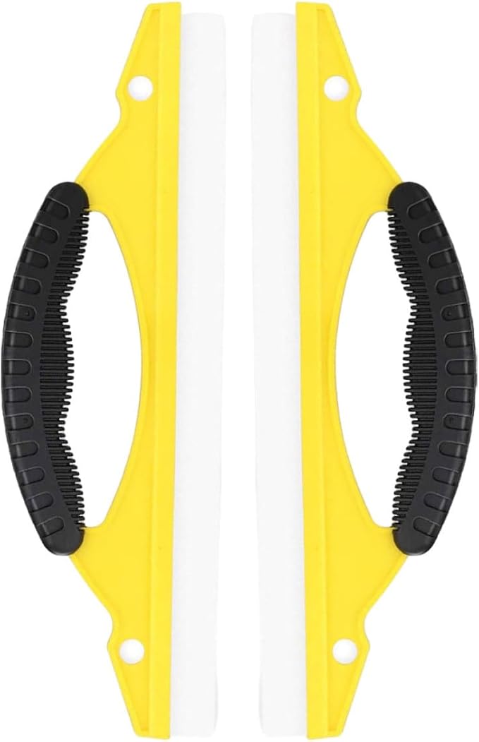 2pcs Soft Rubber Shower Squeegee for Window Cleaning and Windshield, Yellow Curved Water Wiper for Bathroom Shower Doors and Car Glass, Multipurpose Cleaning Tool