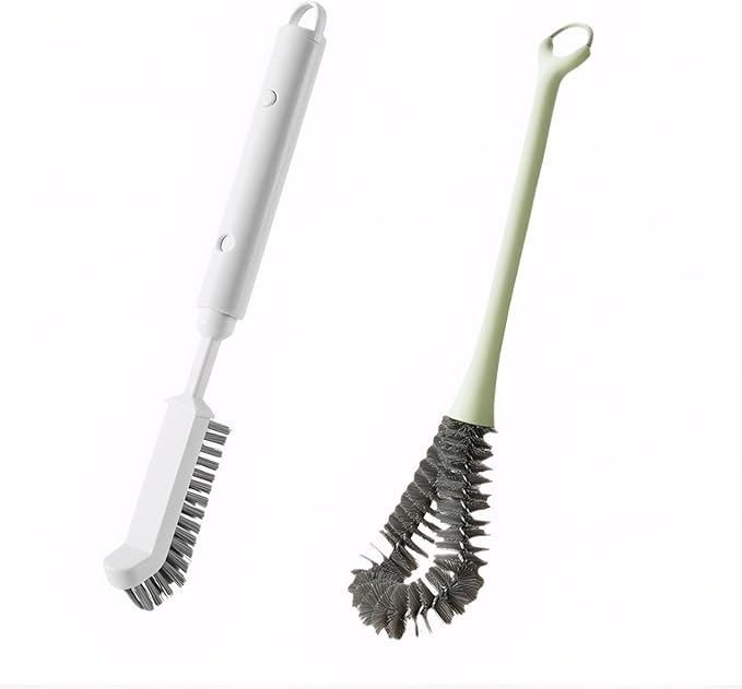 2 Pcs Cleaning Brush Small Scrub Brush for Cleaning Sink Scrub Brush with Handle, Bathroom Kitchen Edge Corner Grout Cleaning Brushes for Household Use, Window Track Cleaning Brush