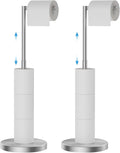 FORIOUS Toilet Paper Holder Stand Adjustable, Stainless Steel Freestanding Toilet Paper Holder with Storage, Bathroom Tissue Roll Stand Storage for 4 Rolls, Brushed Nickel (Pack of 2)