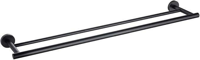 Miyili Double Bath Towel Bar 30-Inch Matte Black Stainless Steel Hand Towel Rack for Bathroom Wall Mount, A01B75B