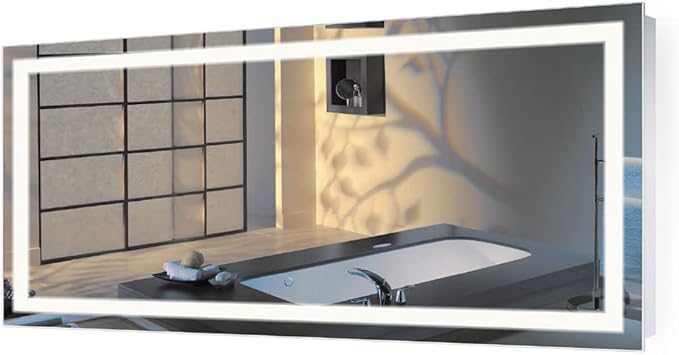 Krugg | Large 60 Inch X 30 Inch LED Bathroom Mirror | Lighted Vanity Mirror Includes Dimmer & Defogger | Wall Mount Vertical or Horizontal Installation