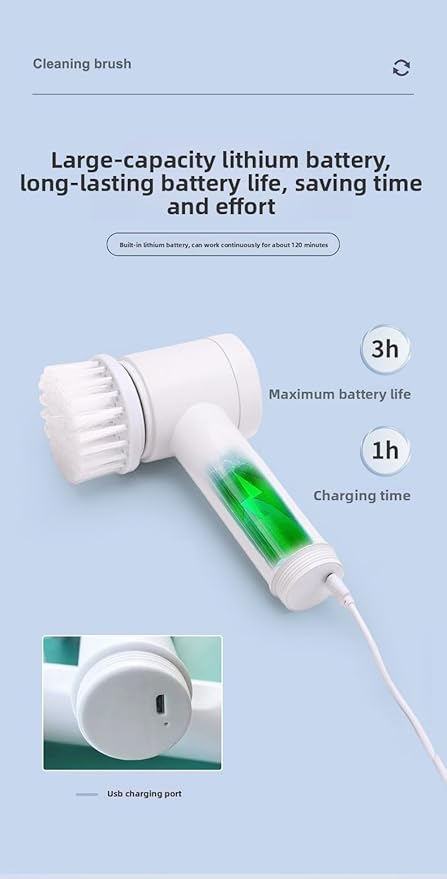 Electric Cleaning Brush Set with 360° Rotation, Electric Spin Scrubber，with 10 Replaceable Heads, Cleaning Brush for Bathroom/Sink/Window/Kitchen/Tub/Tile