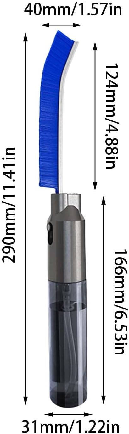 Hard Bristle Crevice Cleaning Brush with Spray Bottle Crevice Cleaning Brush with Replacement Brushes Grout Gap Scrub Brush Household Cleaning Tools for Kitchen Bathroom Sink Corner (Blue)