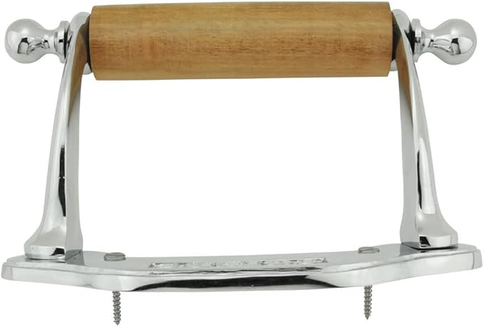 Stylish Wall Mount Toilet Paper Holder 6.5" W Chrome Plated Solid Brass Easy Install Toilet Tissue Paper Holders with Wooden Roll for Bathrooms Includes Hardware Renovators Supply Manufacturing