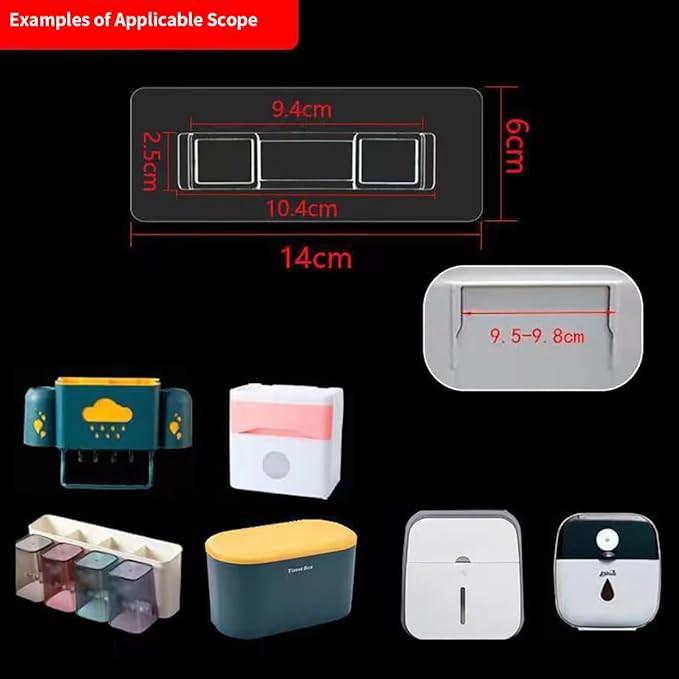 2 PCS Rectangular Shower Caddy Adhesive Replacement for Kitchen Bathroom Transparent Self-Adhesive Hooks Stickers for No Drilling Storage Shelf, Wall Mounted Corner Shelves, Set 2