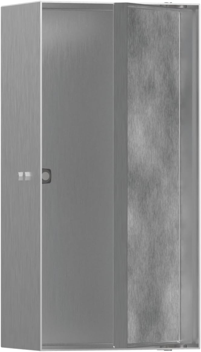 hansgrohe XtraStoris Rock Recessed Wall Niche with Tileable Door 12"x 6"x 4" in Brushed Stainless Steel, 56082800