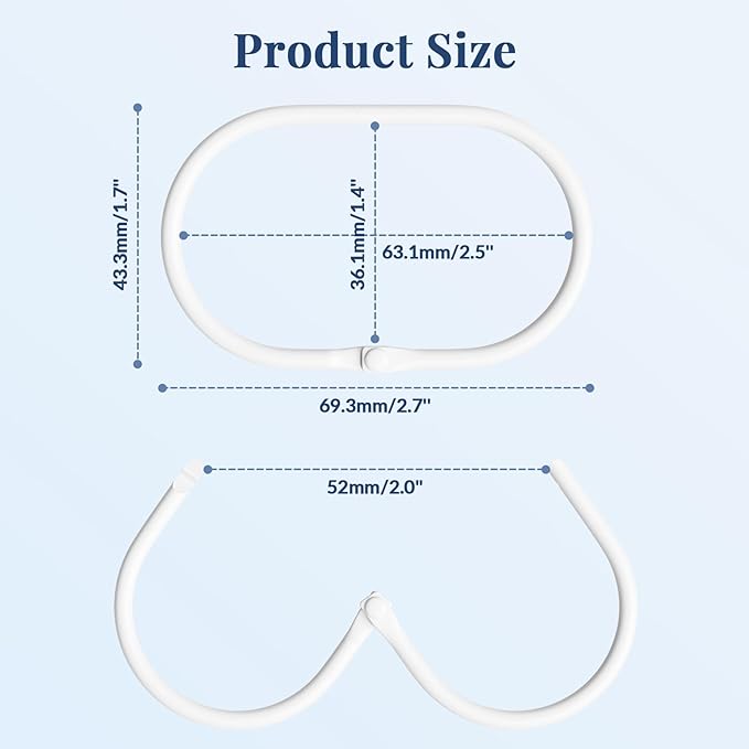 Shower Curtain Rings, White Shower Curtain Hooks 12 Pcs Anti-Drop Shower Rings for Curtain, Metal Shower Curtain Rings Rust Proof, Shower Hooks for Shower Curtain Rod, Curtain Rings