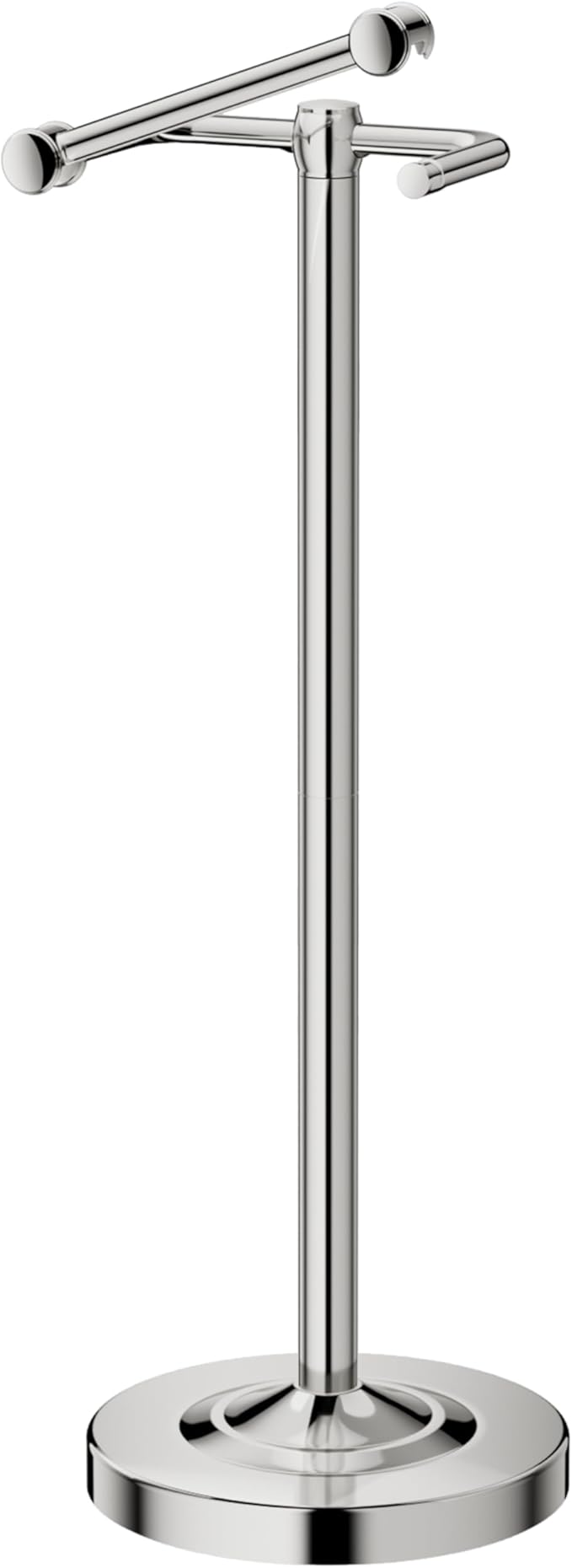 Freestanding Toilet Paper Holder, Double Post Pivoting 22" Height Toilet Roll Holder Floorstanding Base Weighted, Stainless Steel Toilet Paper Holder Stand (Chrome)