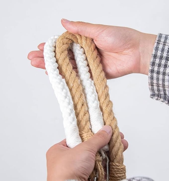 WONQEXZ Nautical Cotton Rope Toilet Paper Holder - Self Adhesive Wall Mount - No Drill Required