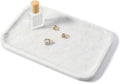 Koville Marble Tray, 12"x8" Marble Vanity Tray for Countertop Bathroom Kitchen Dresser, Decorative Catchall Trays for Perfume Jewelry, Rectangular Stone Serving Tray(Bianco Carrara)