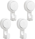TAILI Suction Towel Hook for Bathroom, Damage-Free Hanging Hooks for Inside Shower Wall, Powerful Vacuum Suction Cup Shower Holder for Towel, Loofah, Cloth, Easy to Install and Remove, White, 4 Pack