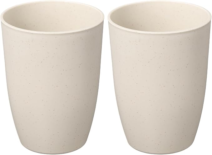 uxcell 2 Pcs Simple Toothbrush Cup, 3 x 3 x 4.1 Inch Bathroom Tumbler Reusable Plastic Cup Set for Storing Toothpaste Toothbrushes Combs Water Beverages, Beige