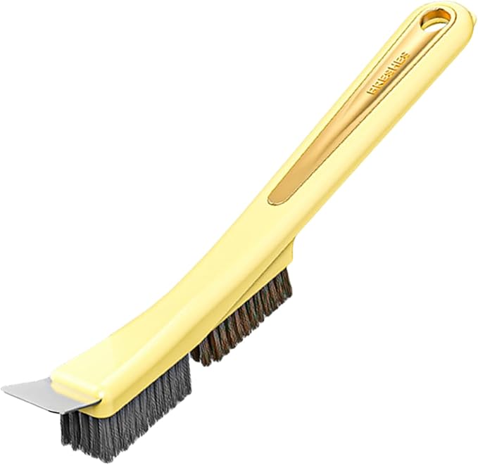 Kitchen Stove Top Brush - Steel Wire Scrubber with Built In Scraper | Heavy Duty Cleaning Gadget for Home Use, Dirt Removal Tool for Tile, Sink Drains, Stove Tops, Grout, Bathroom Corners, Household S
