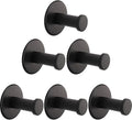 Bath Towel Hooks, 6 Pack Self Adhesive Coat Hooks, Sturdy No Drilling Robe Hook, SUS 304 Stainless Steel Heavy Duty Clothes Hanger, Wall Hooks for Bathroom Bedroom Kitchen (2 in, Black)