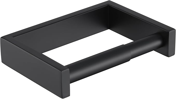 KOKOSIRI Toilet Paper Holder Spring Loaded Bathroom Toilet Roll Holder Wall Mount Stainless Steel Matte Black B2011BK