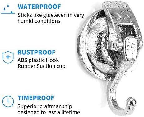 Wreath Hanger,6Pack, Silver-Plated Plished Suction up for Window Glass Kitchen Bathroom Hooks Reusable Without Punching for Towel Loofah Robe Coat Wreath Decor