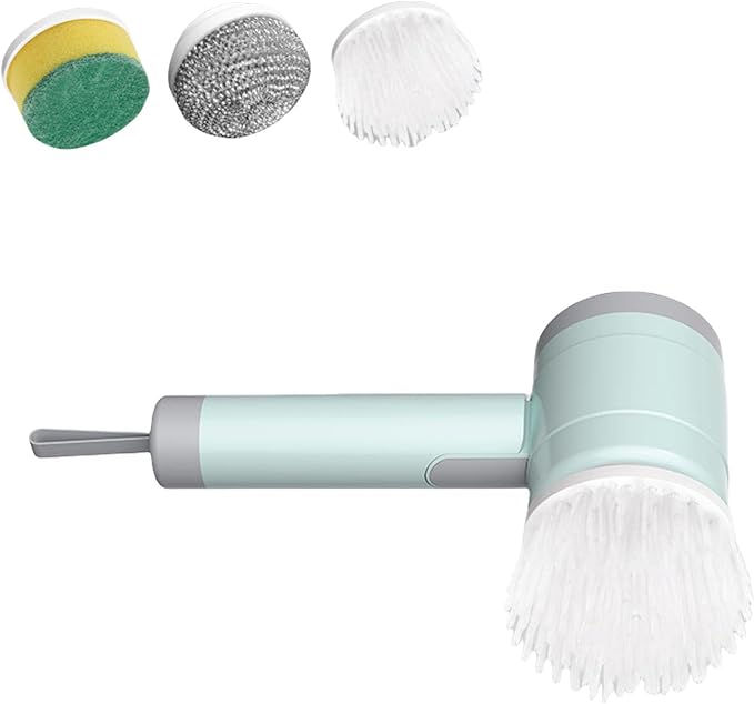 1. USB Rechargeable Electric Scrubber Brush with 3 Water Heads for Stubborn on Tiles Bathtubs Kitchen Surfaces Electric Brush