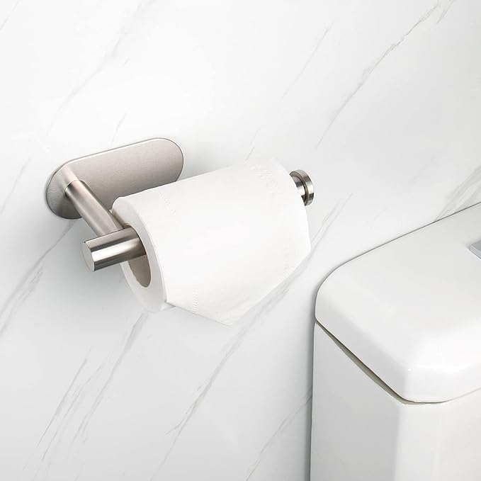 NearMoon Toilet Paper Holder Self Adhesive, Premium Thicken SUS304 Stainless Steel Rustproof Adhesive Toilet Roll Holder no Drilling for Bathroom, Kitchen, Washroom (10 Pack, Brushed Nickel)
