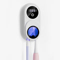 Toothbrush Holder & Toothbrush Cleaner, UV Toothbrush Sanitizer and Holder 2 Slots, Cleaning and Fan & Heat Drying, LED Smart Screen, Wall Mounted Tooth Brush Holder for Bathrooms (White)