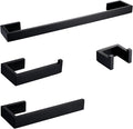 BAGNOLUX Matte Black Bathroom Hardware Set 4 Pieces, Bath Towel Holder Set SUS304 Stainless Steel, Towel Bar Rack Set for Wall Mounted, Square Bathroom Accessories Set Fixture Heavy Duty