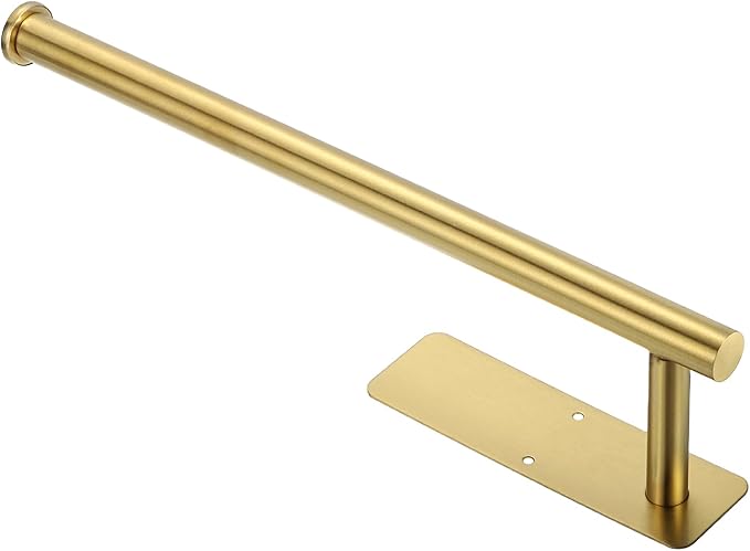uxcell Toilet Paper Holder, Self-Adhesive 13.2" Stainless Steel Toilet Paper Roll Holder Rustproof Wall Mount Tissue Holders with Screws for Bathroom Washroom, Gold