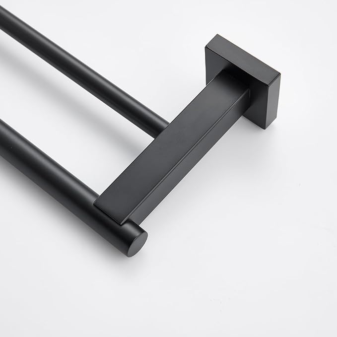 Miyili Matte Black Double Bath Towel Bar 36-Inch Stainless Steel Hand Towel Rack for Bathroom Wall Mount, A02B90B