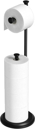 Toilet Paper Holder Free Standing, Black Toilet Paper Holder, Bathroom Storage for 5 Mega Rolls, 27.6”H