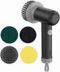 SagaSave Electric Spin Scrubber, Cordless Shower Scrubbers, 2 Speeds Electric Scrubber for Cleaning with 3 Replaceable Heads, Electric Cleaning Brush for Bathroom/Floor/Sink/Window, Black