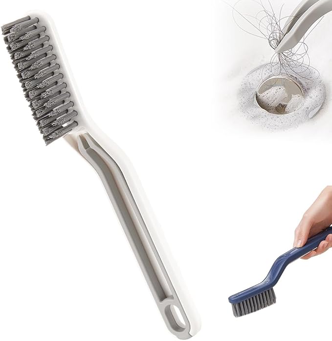 Crevice Cleaning Brush, Multifunctional Floor Seam Brush, Hard Bristle Gap Scrub Brush, V Bathroom Gap Brush Cleaner Tools for Bathroom, Kitchen, Window, Faucets, Tiles, Toilet, Grout (White)