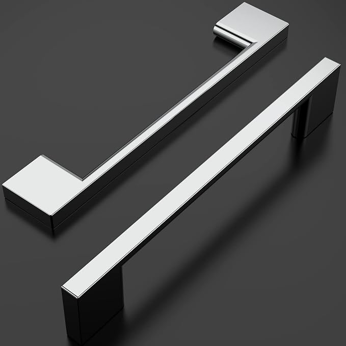 Amerdeco 10 Pack Polished Chrome Cabinet Pulls 5 Inch(128MM) Hole Centers Kitchen Cabinet Handles Cabinet Hardware Kitchen Handles for Cabinets Cupboard Handles Drawer Pulls ZH0060…