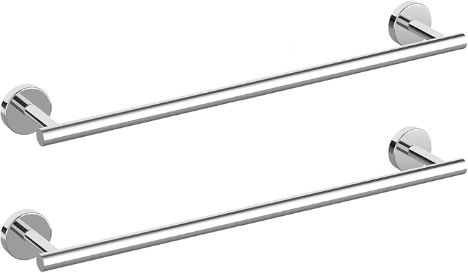 Newfun 24 Inch Polished Chrome Bathroom Towel Bar, 2 Pieces Towel Racks for Bathroom SUS304 Thicken Stainless Steel Towel Holder