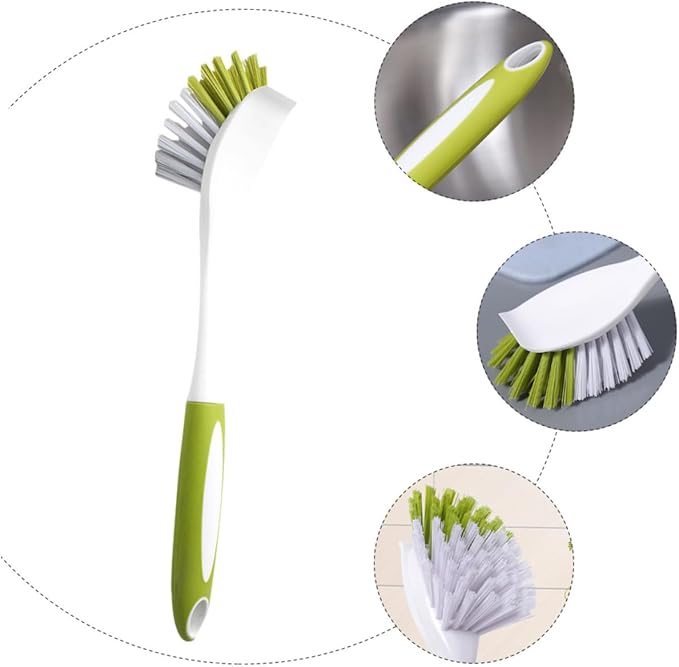 Beaupretty 2pcs Handle Kitchen Cleaning Brush for Pots and Pans Dish Washing Tool Non- Grip for Scrubbing Stoves and Countertops Convenient Storage Design