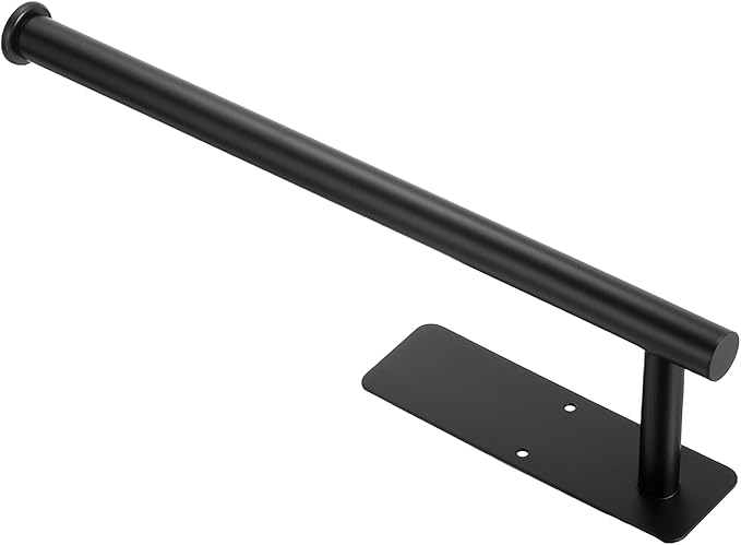uxcell Toilet Paper Holder, Self-Adhesive 13.2" Stainless Steel Toilet Paper Roll Holder Rustproof Wall Mount Tissue Holders with Screws for Bathroom Washroom, Black