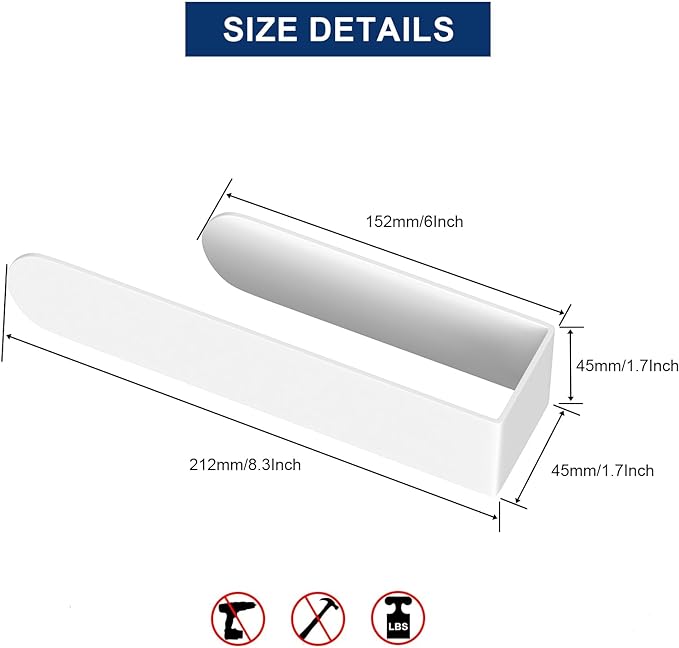 HUFEEOH Adhesive Hand Towel Holder, Kitchen Towel Rack Towel Bars Wall Mounted, Stainless Steel Bath Towel Holder for Bathroom Hotel Kitchen (8 inch, White)