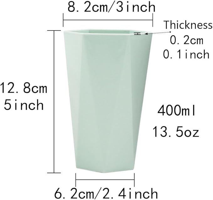 RabyLeo-Bathroom Cups 2Pieces, Plastic Toothbrush Holder, Tumbler Cup, Geometric Rhombus Mouth Cup, 400ml, (Grey & Green)