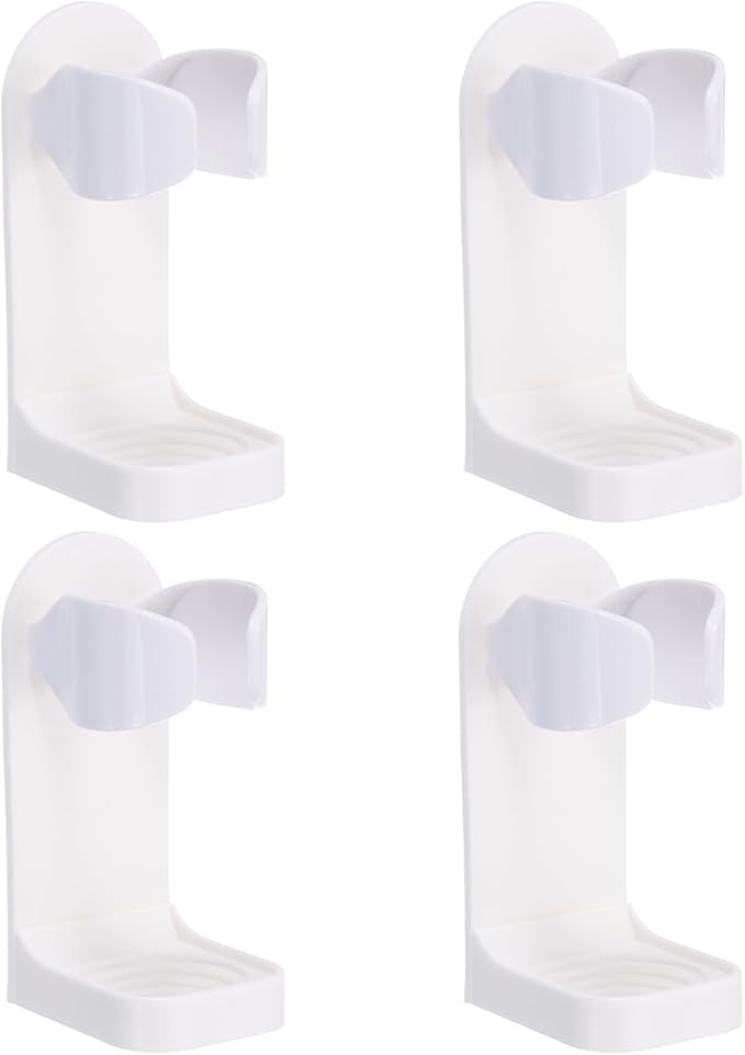 uxcell 4Pcs Electric Toothbrush Holder, Adjustable Wall Mounted Plastic Toothbrush Organizer Adhesive Storage Organizer Stand for Bathroom Tooth Brush Toothpaste Storage, White