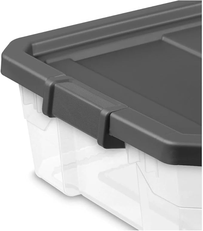 2 Pack 40 Quart Stackable Storage Bins with Latching Lids, Durable Clear Plastic Modular Organizing Containers for Closet, Bathroom, Office & Underbed，Basement & Attic
