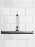 InterDesign Metro Rustproof Aluminum Bathroom Shower Door, Window and Mirror Squeegee with Suction Storage Hook - Smoke/Silver