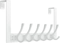 BAKON Over The Door Hooks with 6 Hook, Heavy Duty Over Door Hanger for Hanging Clothes Coat Hat Jacket, Door Coat Rack for Bathroom Closet Laundry Bedroom Kitchen Living Room Home Organizer(1, White)