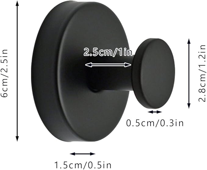 2 PCS Suction Cup Hooks for Bathroom, Stainless Steel Suction Hooks Mounting on Shower Glass Doors, Tile, Mirrors (Black)