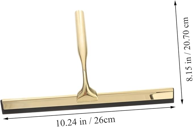 Shower Squeegee Deluxe Stainless Steel Wiper for Glass Mirrors Windows and Tiles Weighted Handle for Smooth Cleaning for Bathroom and Home Use Golden