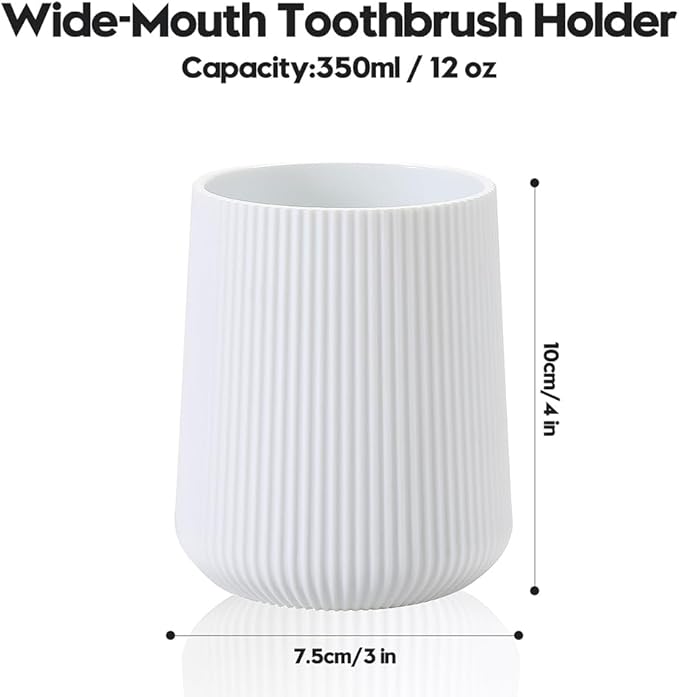 White Striped Toothbrush Holder for Electric Toothbrushes Bathroom Organizer for Toothpaste Kids & Adults