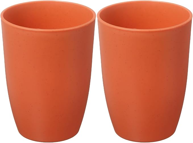 uxcell 2 Pcs Simple Toothbrush Cup, 3 x 3 x 4.1 Inch Bathroom Tumbler Reusable Plastic Cup Set for Storing Toothpaste Toothbrushes Combs Water Beverages, Orange