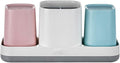 Toothbrush Holder for BathroomToothbrush Cup, Kids Toothbrush Holder with Bathroom Cup, Electric Toothbrush Toothpaste Holder and Bathroom Accessories Storage, Pink & Blue