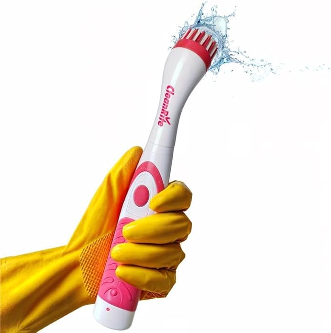 CleanRite® Multi Scrubber Electric Cleaning Brush - 10,000 RPM | Versatile & Compact (135g) | Battery Operated | Dimensions: 3.8 x 3 x 28 cm | IPX6 Waterproof - Pink